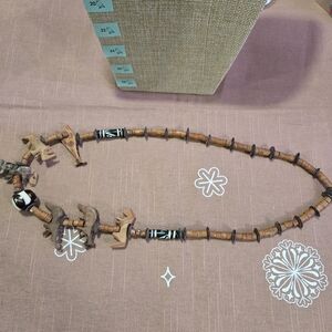 Wood African Style Carved VtG Necklace